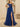 Hand Made Floral Beaded Prom Dress With Split - Royal Blue