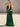 3D Rose Sheer Bodice Boned Satin Mermaid Prom Dress Long - Emerald Green