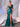 3D Rose Sheer Bodice Boned Satin Mermaid Prom Dress Long-Peacock Blue