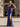 3D Rose Sheer Bodice Boned Satin Mermaid Prom Dress Long - Royal Blue