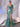 3D Rose Sheer Bodice Boned Satin Mermaid Prom Dress Long-Turquoise
