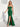Crystal Lace Embroidery Long Mermaid Prom Dress With Ruffle in Emerald Green