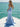V-Neck Ruched Bust Long Mermaid Prom Dress With Waist Drop - Baby Blue