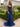 Strapless Sparkly Crystal Hot Fix Lace Up Long Mermaid Prom Dress in Navy Blue
