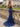 Strapless Sparkly Crystal Hot Fix Lace Up Long Mermaid Prom Dress in Navy Blue