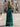 Halter Deep V-Neck A-Line Lace Up Long Prom Dress With Shawl in Teal