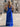Halter Deep V-Neck A-Line Lace Up Long Prom Dress With Shawl in Royal Blue