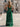 Halter Deep V-Neck A-Line Lace Up Long Prom Dress With Shawl in Dark Green