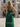 Halter Deep V-Neck A-Line Lace Up Long Prom Dress With Shawl in Dark Green