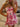 Printing Ruffle Sheath Mini Prom Dress With Bow - Pink Floral