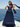 Crystal Two Pieces Pleated Long A-Line Prom Dress With Shawl - Navy Blue