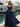 Crystal Two Pieces Pleated Long A-Line Prom Dress With Shawl - Navy Blue