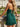 Pleated 3D Flower Lace Up Mini A-Line Prom Dress in Emerald Green