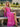 V-Neck Ruched Bodice Pleated Chiffon Long A-Line Prom Dress With Shawl in Hot Pink