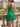 Tank V-Neck Backless Lace Up Mini A-Line Prom Dress With Ruffle Hem in Emerald Green