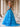 Strapless Corset Ball Gown With Ruffle Skirt Slit - Blue