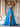 Strapless Corset Ball Gown With Ruffle Skirt Slit - Blue