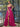 Strapless Corset Ball Gown With Ruffle Skirt Slit - Fuchsia