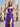 Cut Front Pleated A-Line Lace Up Long Prom Dress With Shawl - Purple
