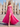 Cut Front Pleated A-Line Lace Up Long Prom Dress With Shawl - Hot Pink