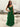 Lace Illusion Ruffle Tiered Ball Gown Prom Dress - Emerald Green
