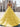 Pleated Layered Ruffle Hem Long Ball Gown Prom Dress in Mustard Yellow