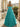 Off Shoulder Boned Bodice Ruffle Chiffon Long Ball Gown Prom Dress in Turquoise