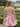 Removeable Shoulder Ruffle Floral Printing Mini Ball Gown Prom Dress - Pink Floral