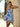 Floral Printing Layered Mini Prom Dress With Hand Made Flower - Baby Blue Floral