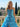 Boned Strapless Tiered Ball Gown Prom Dress Long With Bow - Blue