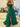 Boned Strapless Tiered Ball Gown Prom Dress Long With Bow - Emerald Green