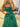 Boned Strapless Tiered Ball Gown Prom Dress Long With Bow - Emerald Green