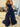 Boned Strapless Tiered Ball Gown Prom Dress Long With Bow - Navy Blue