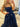 Boned Strapless Tiered Ball Gown Prom Dress Long With Bow - Navy Blue