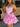Crystal Boned Printing Chiffon Ball Gown Mini Prom Dress - Pink Floral