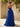Strapless Embroidery Lace Bodice Layered Ball Gown Long Prom Dress With Split in Royal Blue
