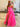 Lace Embroidery Boned Layered Ball Gown Prom Dress - Hot Pink