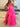 Lace Embroidery Boned Layered Ball Gown Prom Dress - Hot Pink
