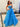 Cut Front 3D Rose Ruffle Ball Gown Prom Dress - Blue