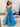 Cut Front 3D Rose Ruffle Ball Gown Prom Dress - Blue