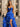 Cut Front Pleated Layered Ruffle Hem Long Prom Dress With Slit in Royal Blue