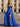 Cut Front Pleated Layered Ruffle Hem Long Prom Dress With Slit in Royal Blue