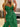 Lace Cut Front Boned Ruffled Ball Gown Dress - Emerald Green