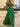 Lace Cut Front Boned Ruffled Ball Gown Dress - Emerald Green