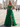 Lace Cut Front Boned Ruffled Ball Gown Dress - Emerald Green