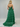 Lace Cut Front Boned Ruffled Ball Gown Dress - Emerald Green