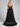 Lace Cut Front Boned Ruffled Ball Gown Dress - Black