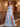 Blue Floral Strapless Bow Chiffon Ruched Ball Gown Maxi Prom Dress With Slit