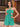 Cut Waist 3D Rose Halter Ruffle Mini Prom Dress - Turquoise