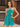 Cut Waist 3D Rose Halter Ruffle Mini Prom Dress - Aqua Blue